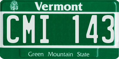 VT license plate CMI143