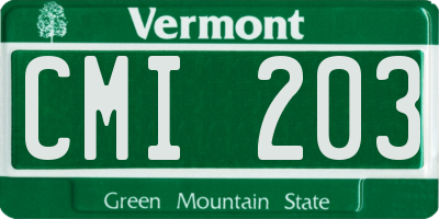 VT license plate CMI203