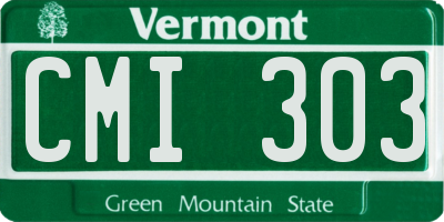 VT license plate CMI303