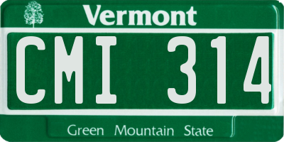 VT license plate CMI314