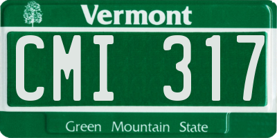 VT license plate CMI317