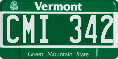 VT license plate CMI342