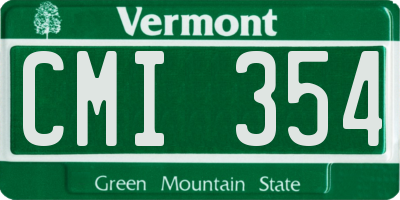VT license plate CMI354
