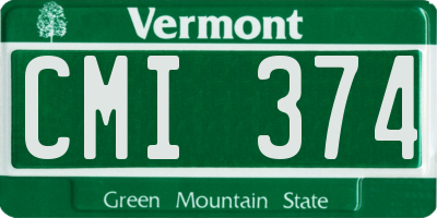 VT license plate CMI374