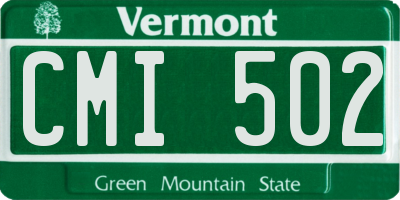 VT license plate CMI502