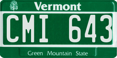 VT license plate CMI643