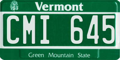 VT license plate CMI645