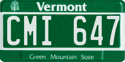 VT license plate CMI647