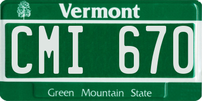 VT license plate CMI670