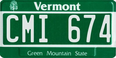 VT license plate CMI674