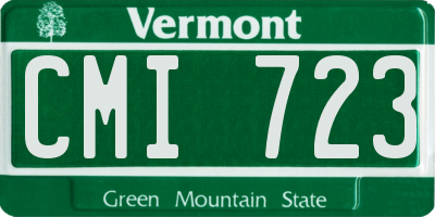 VT license plate CMI723