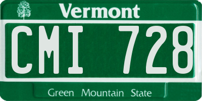 VT license plate CMI728