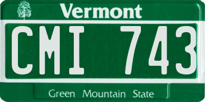 VT license plate CMI743