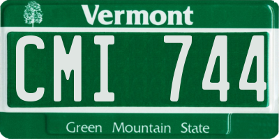 VT license plate CMI744