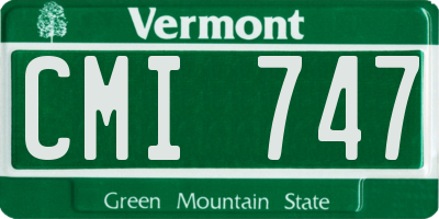 VT license plate CMI747