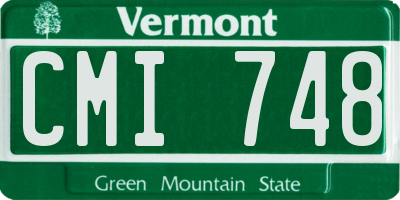 VT license plate CMI748
