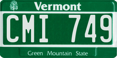 VT license plate CMI749