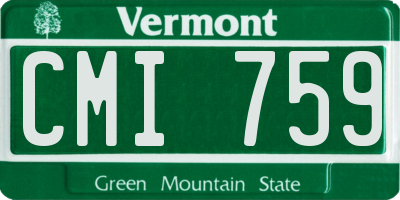 VT license plate CMI759