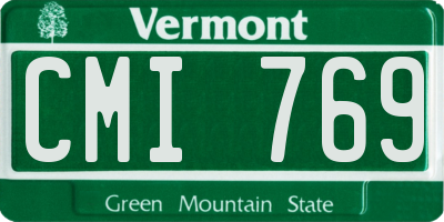 VT license plate CMI769