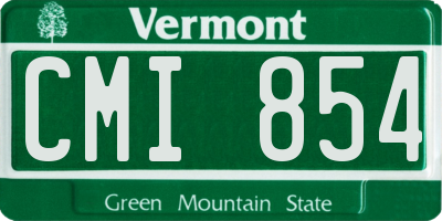 VT license plate CMI854