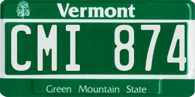 VT license plate CMI874