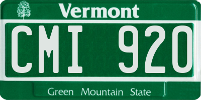 VT license plate CMI920