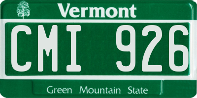 VT license plate CMI926