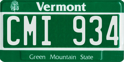 VT license plate CMI934
