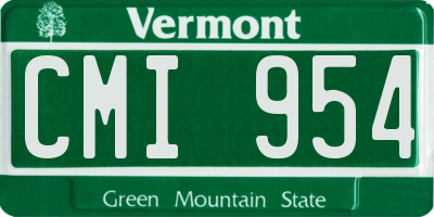 VT license plate CMI954