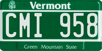 VT license plate CMI958