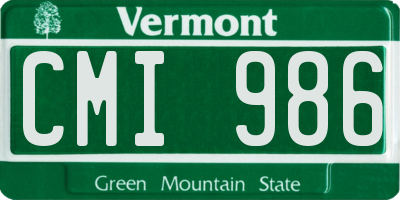VT license plate CMI986