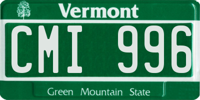 VT license plate CMI996