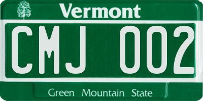 VT license plate CMJ002