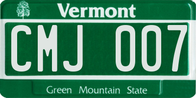 VT license plate CMJ007