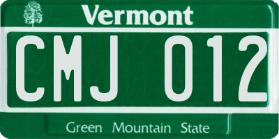 VT license plate CMJ012