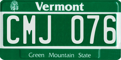 VT license plate CMJ076