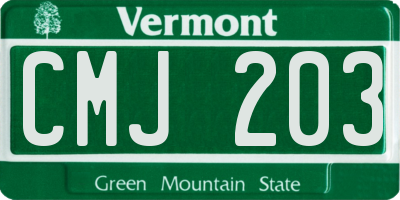 VT license plate CMJ203