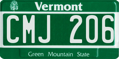 VT license plate CMJ206