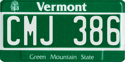 VT license plate CMJ386