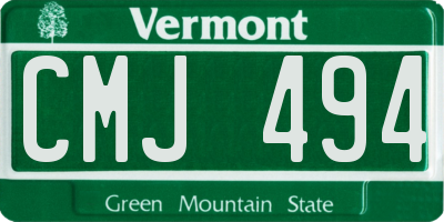 VT license plate CMJ494