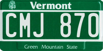 VT license plate CMJ870