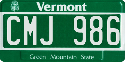 VT license plate CMJ986