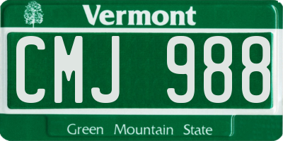 VT license plate CMJ988