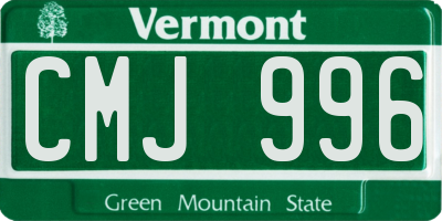 VT license plate CMJ996