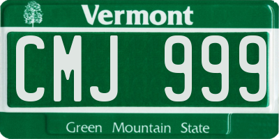 VT license plate CMJ999