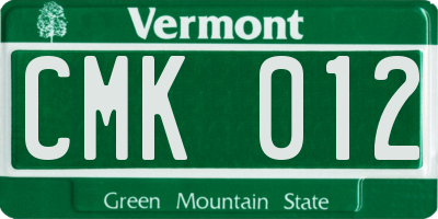 VT license plate CMK012