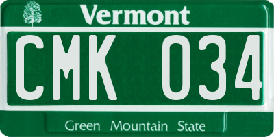 VT license plate CMK034