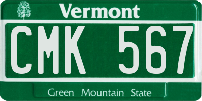 VT license plate CMK567