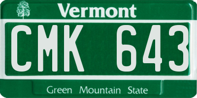 VT license plate CMK643