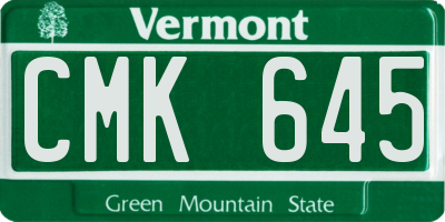 VT license plate CMK645